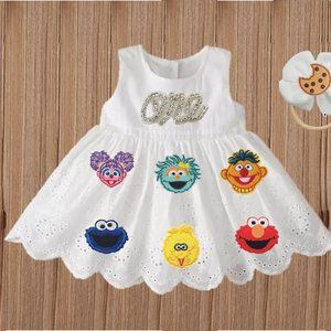 Elmo Cookie Monster Dress First Birthday Dress Clothes Sesame Street Outfit